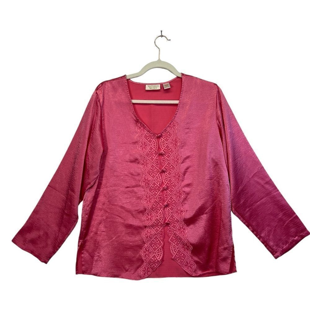 Vintage Victoria's Secret button up Vintage Gold Label PJ Top sz M